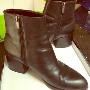 Black leather booties